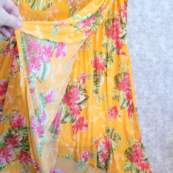 Harlow & Rose Wrap Skirt XL Tropical Floral Sheer Lined Beachy Gauzy Flowing - Picture 4 of 9